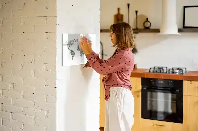Magnetic glass dry erase board featuring a banknote map design