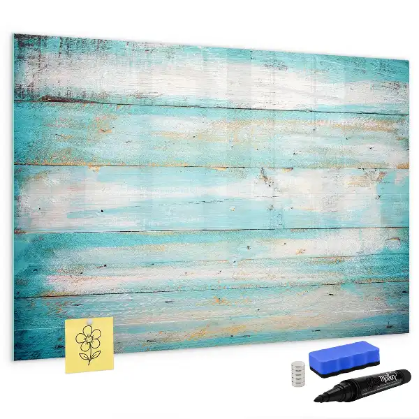 Magnetic glass dry erase board blue