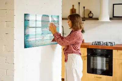 Magnetic glass dry erase board blue