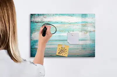 Magnetic glass dry erase board blue
