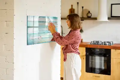 Magnetic glass dry erase board blue