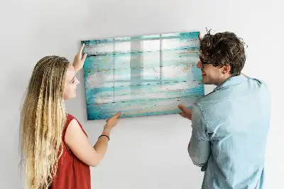 Magnetic glass dry erase board blue
