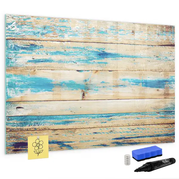 Magnetic marker board with scratched wood finish