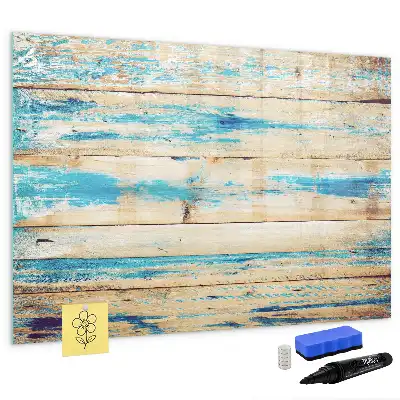 Magnetic marker board with scratched wood finish