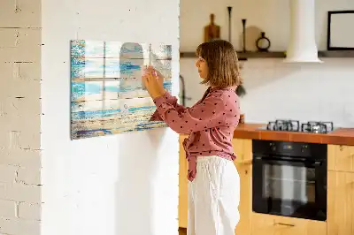 Magnetic marker board with scratched wood finish