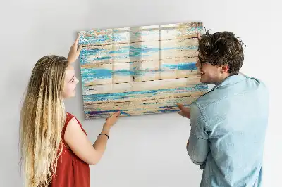Magnetic marker board with scratched wood finish