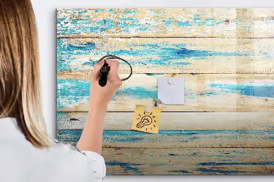 Magnetic marker board with scratched wood finish