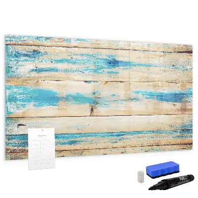 Magnetic marker board with scratched wood finish