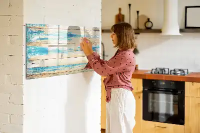 Magnetic marker board with scratched wood finish