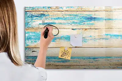 Magnetic marker board with scratched wood finish