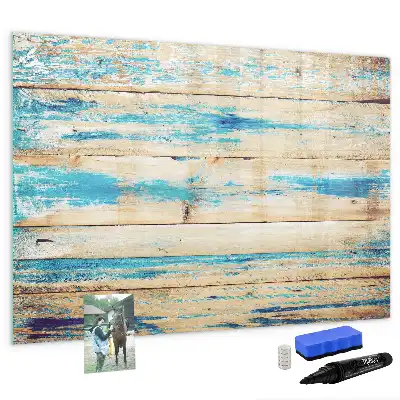 Magnetic marker board with scratched wood finish