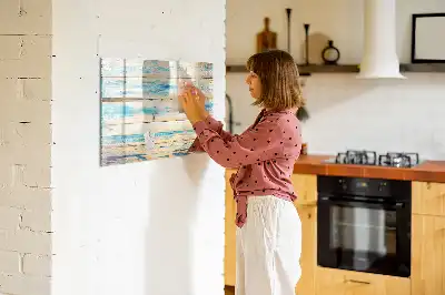 Magnetic marker board with scratched wood finish