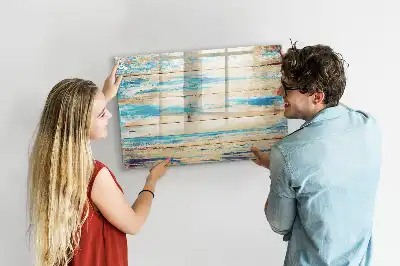 Magnetic marker board with scratched wood finish