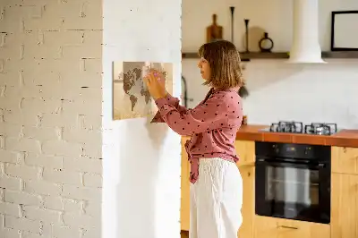 Magnetic glass dry erase board with an antique world map design