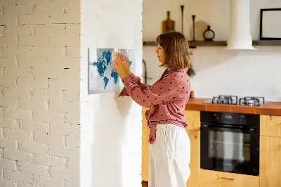 World map magnetic marker board with a magnetic surface