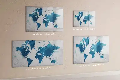 World map magnetic marker board with a magnetic surface