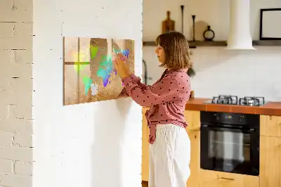 Magnetic glass dry erase board rainbow world map design