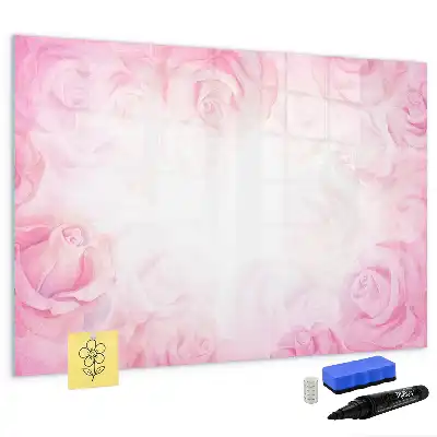 Magnetic marker board with abstraction with roses print