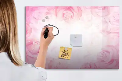Magnetic marker board with abstraction with roses print