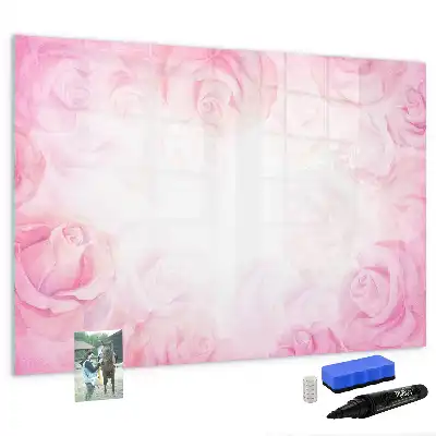 Magnetic marker board with abstraction with roses print