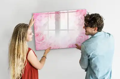 Magnetic marker board with abstraction with roses print