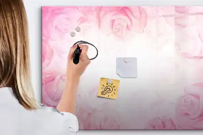 Magnetic marker board with abstraction with roses print
