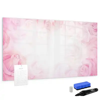 Magnetic marker board with abstraction with roses print