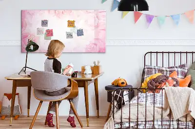 Magnetic marker board with abstraction with roses print