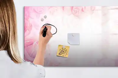 Magnetic marker board with abstraction with roses print