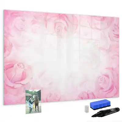 Magnetic marker board with abstraction with roses print