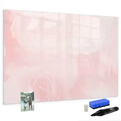 Magnetic glass dry erase board with blooming roses design