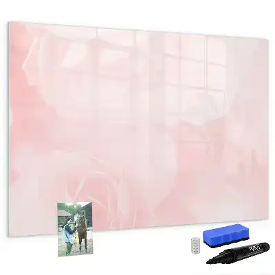 Magnetic glass dry erase board with blooming roses design