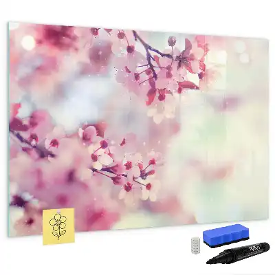 Magnetic marker board with a spring flowers design
