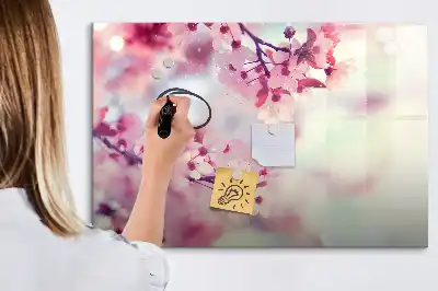 Magnetic marker board with a spring flowers design