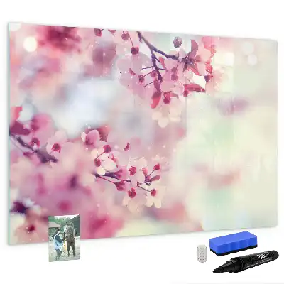Magnetic marker board with a spring flowers design