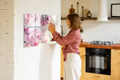 Magnetic marker board with a spring flowers design