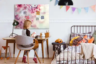 Magnetic marker board with a spring flowers design