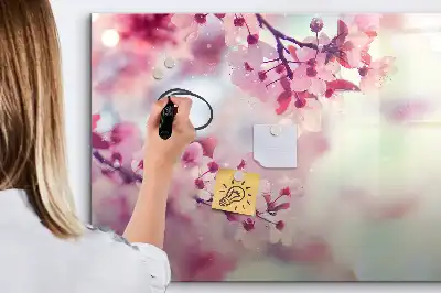 Magnetic marker board with a spring flowers design