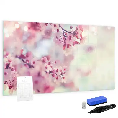 Magnetic marker board with a spring flowers design