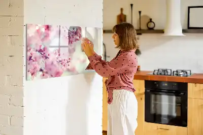 Magnetic marker board with a spring flowers design