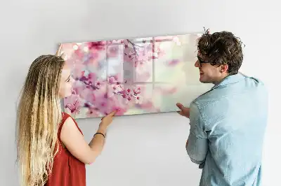 Magnetic marker board with a spring flowers design