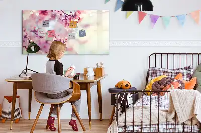 Magnetic marker board with a spring flowers design