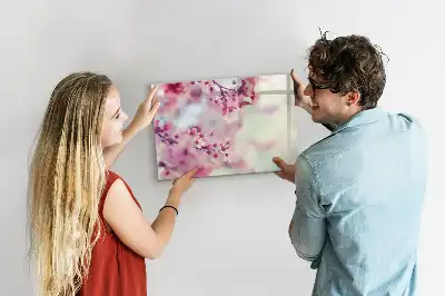 Magnetic marker board with a spring flowers design