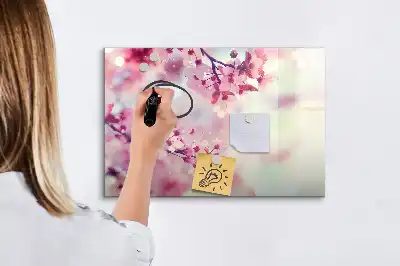 Magnetic marker board with a spring flowers design