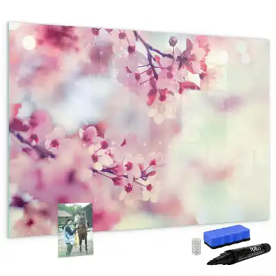 Magnetic marker board with a spring flowers design