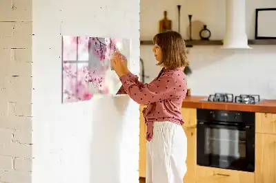 Magnetic marker board with a spring flowers design