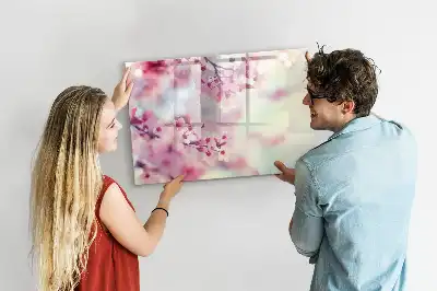 Magnetic marker board with a spring flowers design