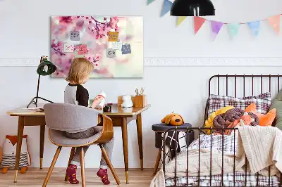 Magnetic marker board with a spring flowers design