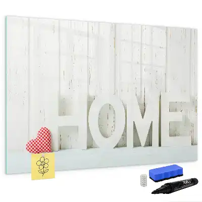 Magnetic glass dry erase board with Home text