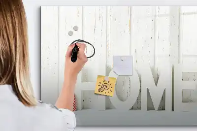 Magnetic glass dry erase board with Home text